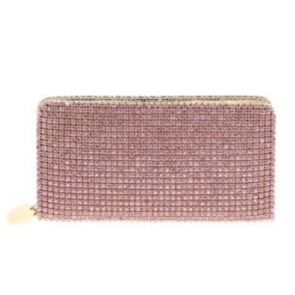 NWOT Deux Lux Pink Line Stone Clutch Wallet -Vegan